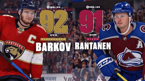 NHL 23:n kaksi parasta suomalaista: Aleksander Barkov ja Mikko Rantanen.