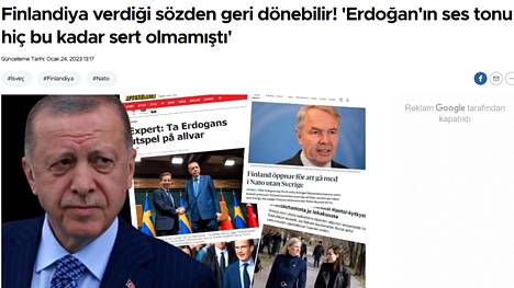 Muiden maiden lehtien reaktiot Erdoganin kommentteihin kiinnostavat Turkissa. Tässä Hürriyet-lehden artikkelissa käydään läpi Suomen ja Ruotsin medioiden kirjoituksia siitä, hakeeko Suomi jatkossa Natoon ilman Ruotsia.