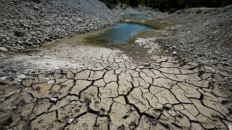 Ranskassa Broc-järvi kärsii kuivuudesta. Kuva heinäkuun alusta.