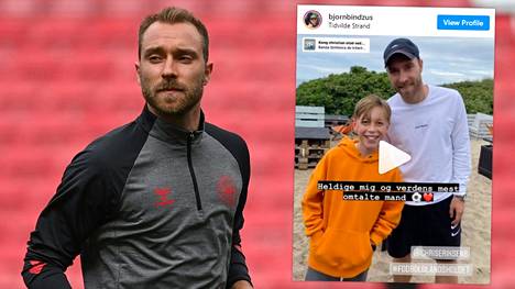 Björn Bindzus, 11, julkaisi Instagramissa tuoreen yhteiskuvan Christian Eriksenin kanssa.