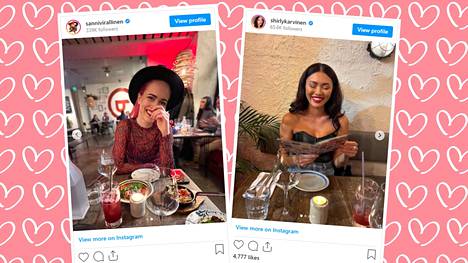 Sanni ja Shirly jakoivat Instagramissa kuvat ystävänpäiväillallisestaan.