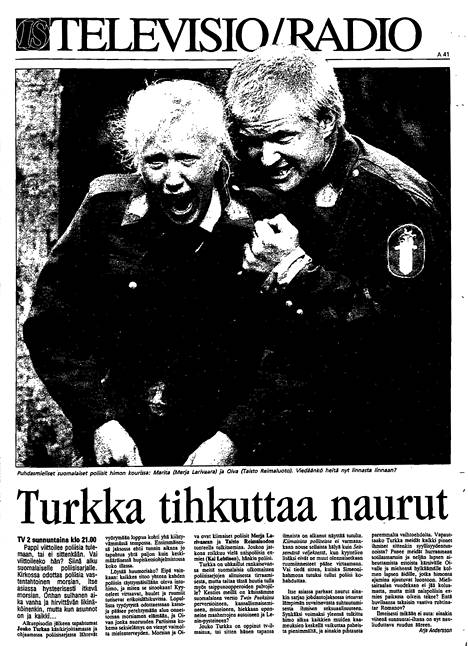Arja Andersson arvioi Kiimaiset poliisit -sarjan Ilta-Sanomissa huhtikuussa 1993.