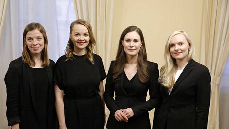 Suomen hallituksen naisvoittoisuus on saanut paljon huomiota maailmalla. Kuvassa ministerit Li Andersson (vas), Katri Kulmuni (kesk), Sanna Marin (sd) ja Maria Ohisalo (vihr).