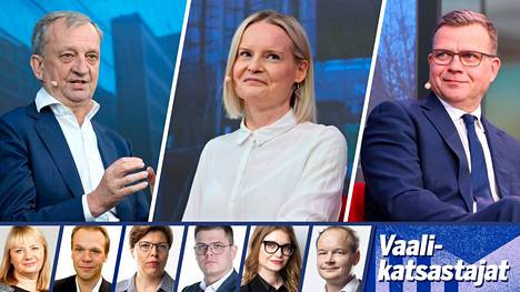 IS:n vaalikatsastajat Hanna Vesala, Mika Lehto, Suvi Hautanen, Erno Laisi, Iida Hallikainen ja Olli Waris.