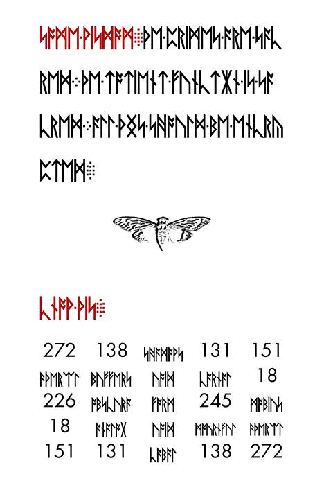 Sivu on esimerkki 3301:n julkaisemasta 60-sivuisesta salakirjoitusta sisältävästä Liber Primus -kirjasta.