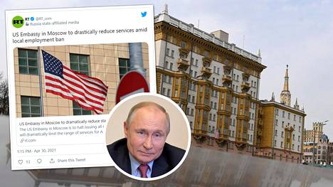RT-kanava kertoi Yhdysvaltain Moskovan-suurlähetystön konsulipalveluiden rajoittamisesta, jonka taustalla on Vladimir Putinin tuore vastapakote-ukaasi.