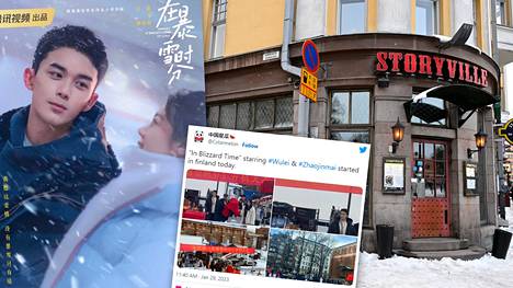 Helsingissä pyörinyt kiinalainen kuvausryhmä on kääntänyt katseita esimerkiksi Storyvillen läheisyydessä.