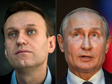 Aleksei Navalnyi (vas.) syyttää presidentti Vladimir Putinin olleen hänen myrkytysyrityksensä taustalla.