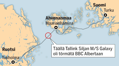 Tallink Siljan M/S Galaxy oli törmätä Liberiaan liputettuun rahtilaivaan –  tällainen on BBC Alberta - Kotimaa - Ilta-Sanomat