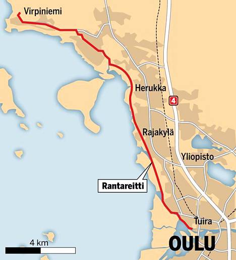 Oulu kaavailee jopa 20 kilometrin merenrantareitin rakentamista keskustasta  Virpiniemeen - Oulun seutu - Ilta-Sanomat