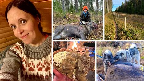 Ulla Hurskainen on julkaissut Twitterissä runsaasti kuvia, joista käy ilmi metsästysharrastuksen vaiheet hirvijahdista ja saaliin lihankäsittelystä aina ruokapöytään asti.