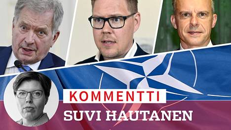 Sdp:n ryhmäjohtaja Antti Lindtman (keskellä) on presidentti Sauli Niinistön linjoilla mahdollisuudesta hakea Nato-jäsenyyttä, kun taas keskustan ryhmäjohtaja Juha Pylväs (oikealla) suhtautuu jäsenyyteen kielteisesti.