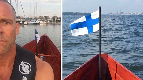 Suomen lippu veneessä antoi puhtia ja sisua silloin, kun soutaja oli vähällä jättää leikin kesken.