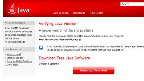 Oracle tarjoaa sivuillaan Java 7 Update 7 -päivitystä, josta on löytynyt haavottuvuus. 
