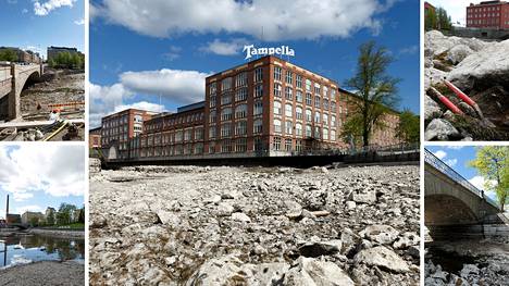 Tammerkosken teollisuus on vanhasta 20 markan setelistäkin tuttua Suomen kansallismaisemaa. Tältä Tampellan entinen tehdasrakennus näyttää Tammerkosken pohjasta katsoen.