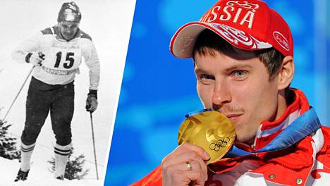 Eero Mäntyranta (vas.) hiihti luontaisesti valtavan korkeilla veriarvoilla. Jevgeni Ustjugovista dopingtutkinta totesi toisin.