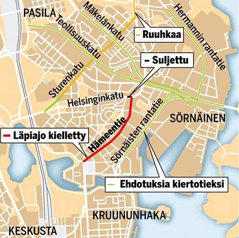 Helsingin Hämeentie suljetaan yksityisautoilta huomenna – onko luvassa  kaaos, sumppu – vai molemmat? - Kotimaa - Ilta-Sanomat