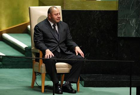 Tongan kuningas Tupou VI, 62, kuvattiin YK:n yleiskokouksessa New Yorkissa vuonna 2019.