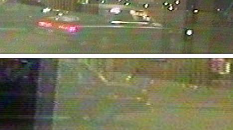 Amerikkalaiselta näyttävä auto tallentui valvontakameraan kello 22.02, kun se ajoi Hämeenkatua itään rautatieaseman suuntaan (ylempi kuva). Sama auto ajaa Hämeenkatua länteen Keskustorille päin kello 23.11 (alempi kuva).