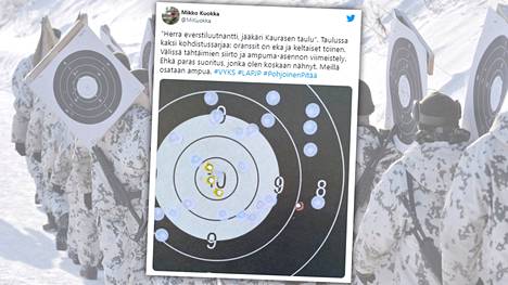 Lapin jääkäripataljoonan komentaja, everstiluutnantti Mikko Kuokka kehui jääkäri Kaurasen ampumasuoritusta Twitterissä. 