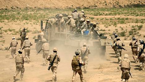 Irakin joukot harjoittelivat Bagdadissa 9. elokuuta 2017.
