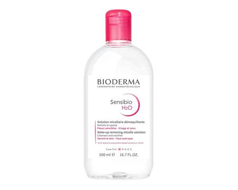 Herkälle iholle tarkoitettu Bioderman Sensibio H2O Solution -misellivesi poistaa iholta lian ja meikin tehokkaasti, mutta hellävaraisesti, 18,95 €.
