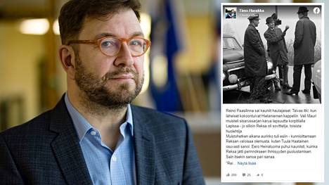 Liikenne- ja viestintäministeri Timo Harakka (sd) muisti menehtynyttä Reino Paasilinnaa Facebook-päivityksessä. 