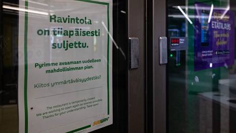 Helsingissä Kaivopihan Subway oli elokuussa suljettuna työvoimapulan takia.
