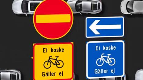Lisäkilpi mahdollistaa pyöräilyn kiellettyä ajosuuntaa vasten. Autoliitto korostaa, että uudistus vaatii tienkäyttäjiltä entistä enemmän tarkkaavaisuutta