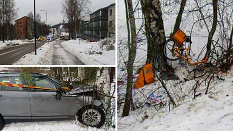 Toimitusjohtajan auto ajautui lopulta päin puuta.