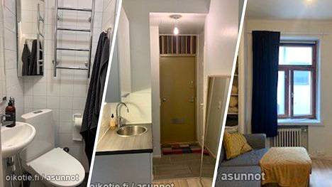 Helsingin Kruununhaassa sijaitsevassa pikkukodissa on pieni kylpyhuone, keittonurkkaus ja tila, johon saa sängyn tai esimerkiksi levitettävän sohvan.