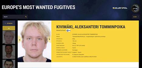 Marraskuun alussa Aleksanteri Kivimäki lisättiin Euroopan etsityimpien henkilöiden listalle.