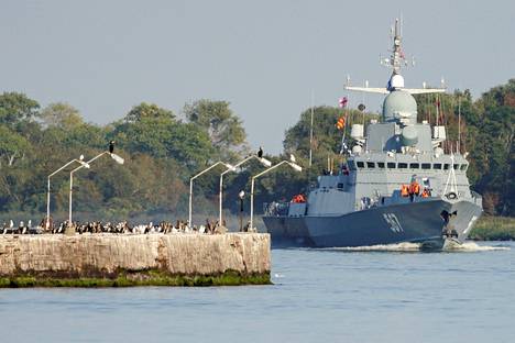 Venäjä ja Valko-Venäjä järjestivät yhteiset harjoitukset syyskuussa 2021. Kuvassa Mytishchi-alus lähtemässä Kaliningradista.