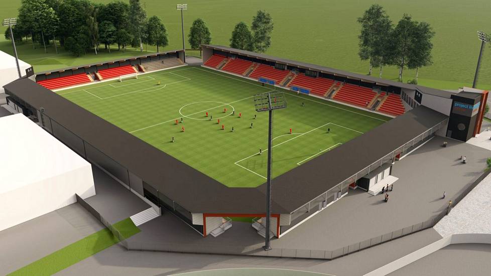 Pietarsaaressa uudesta stadionista on suunniteltu tiivistunnelmaista.