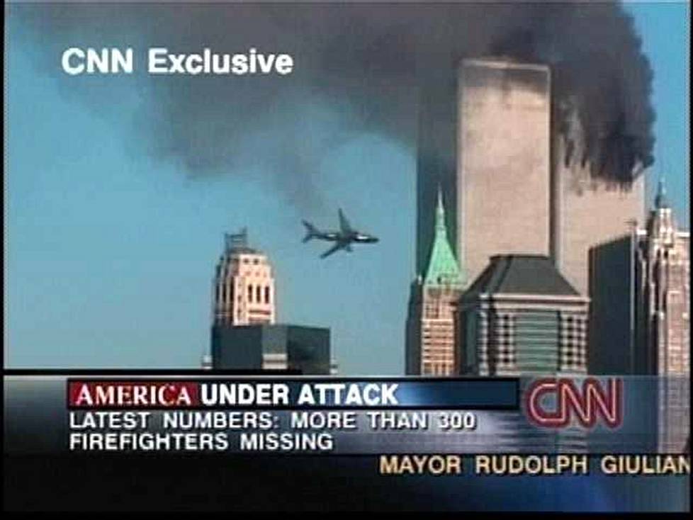 Kuvakaappaus CNN:n lähetyksestä 11.9.2001.