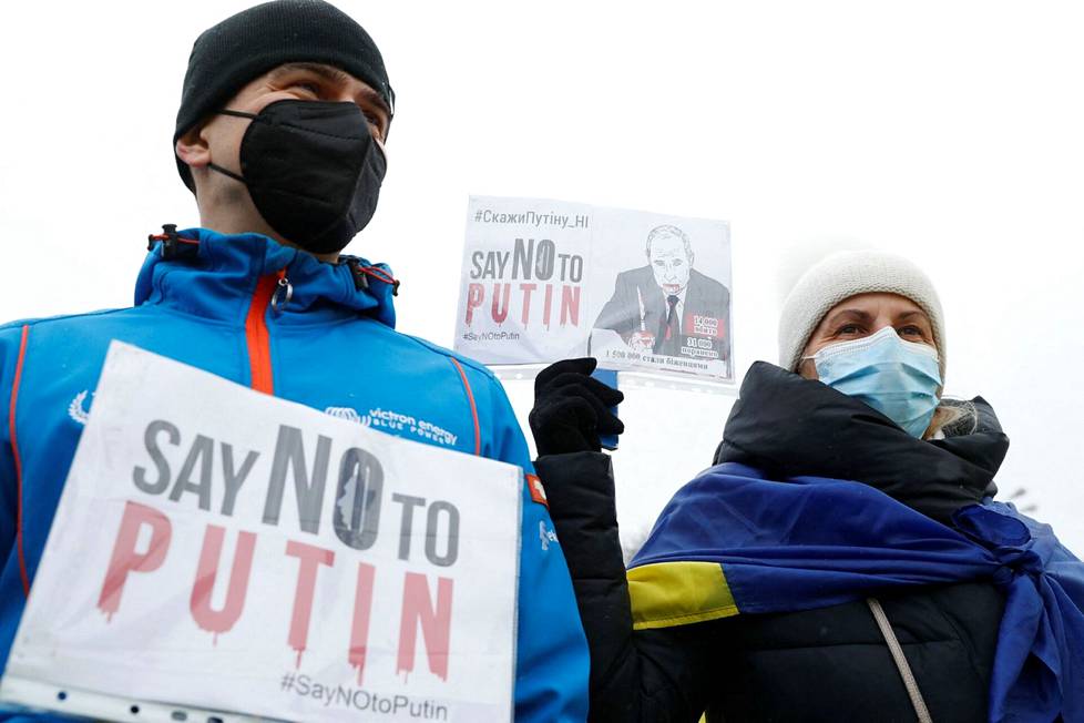 Kiovassa osoitettiin mieltä Putinia vastaan 9. tammikuuta.