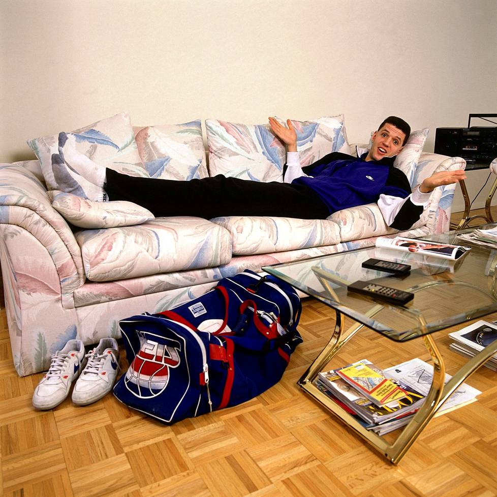 Drazen Petrovic kotonaan New Jerseyssä vuonna 1991.