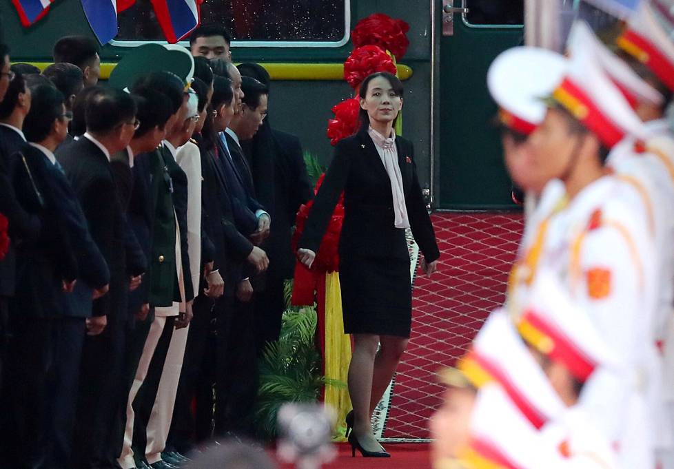 Kim Yo-jong 2019 saapumassa Vietnamissa Dong Dangin rautatieasemalle Kiinan rajalla.