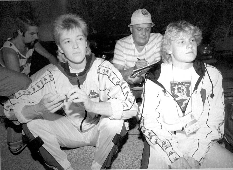 Heli Rantanen Tiina Lillakin (vas.) kanssa Splitin EM-kisoissa 1990.
