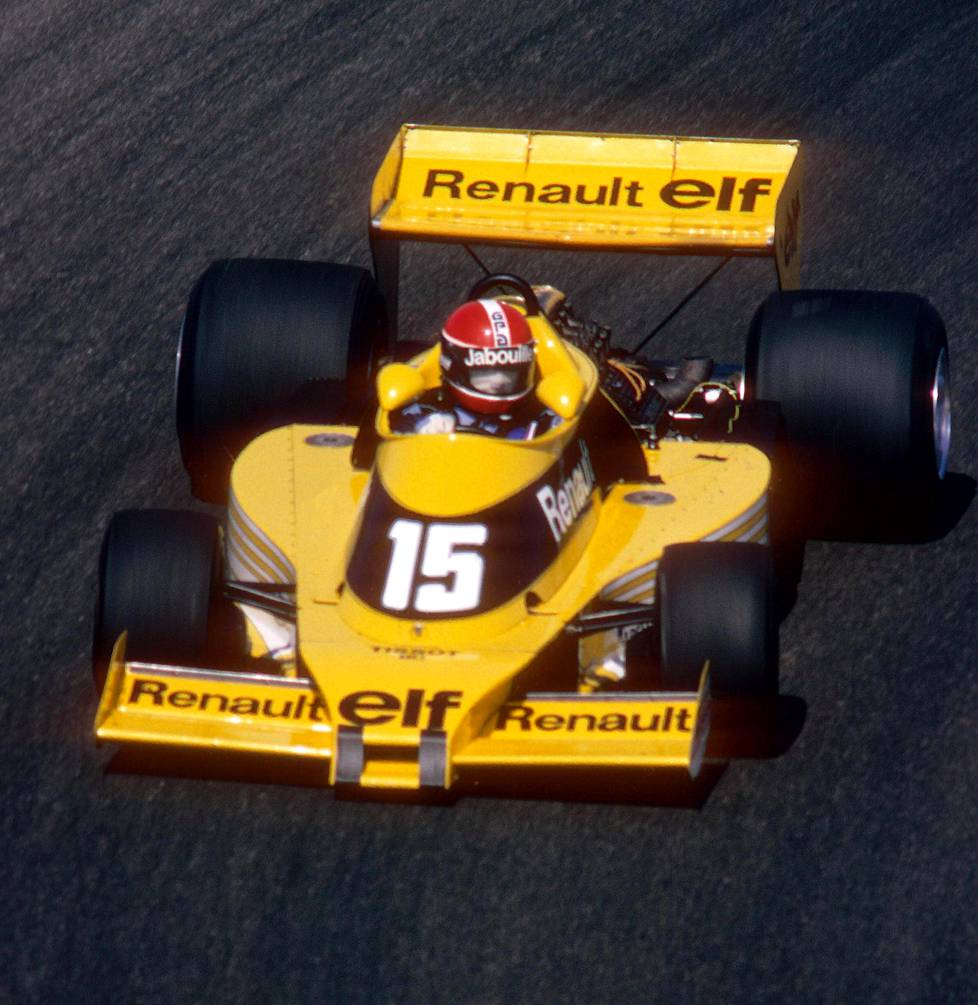 Renault’n Jean Pierre Jabouille Hollannin GP:ssä Zandvoortissa vuonna 1977.