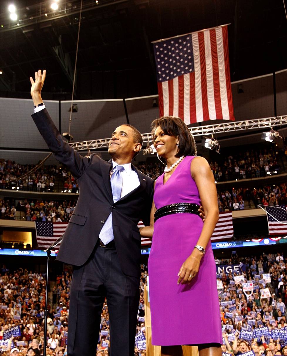 Barack ja Michelle ovat olleet naimisissa yli 30 vuotta. Kuvassa pari vuonna 2008.