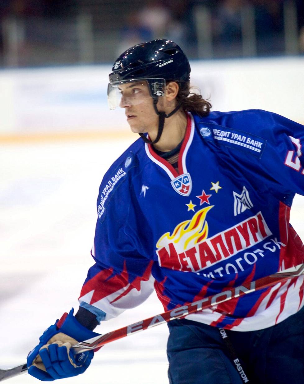 Aaltonen KHL-seura Metallurg Magnitogorskin riveissä. Siirto kaatoi hänen NHL-kuvionsa.