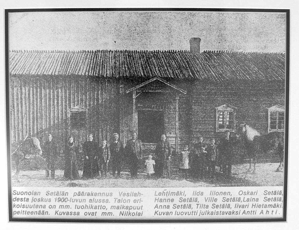 Setälän päärakennus Suonolan kylässä 1900-luvun alussa.