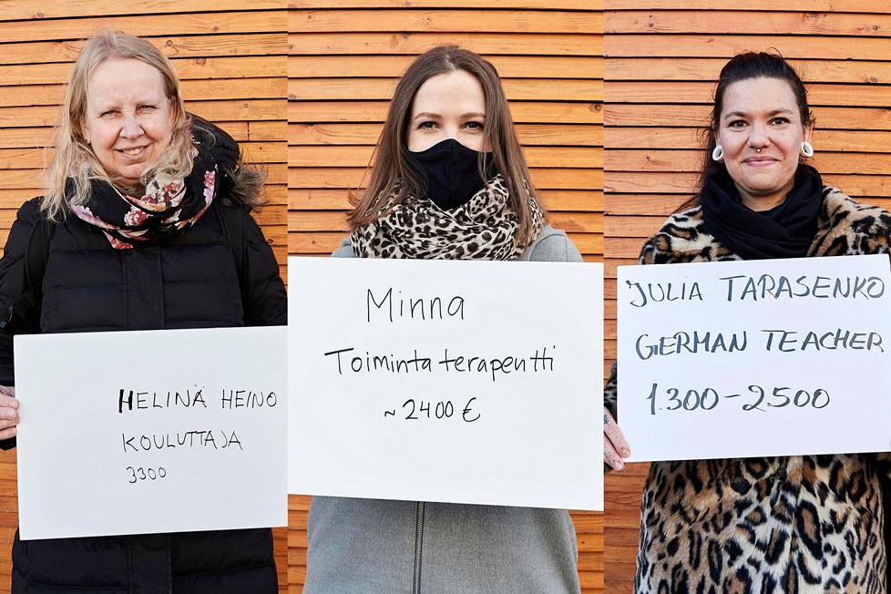 Me Naiset teki Helsingin keskustassa katugallupin, jossa kysyttiin ihmisten palkkoja. Ne, jotka eivät halunneet kertoa, panivat paperille kysymysmerkin. Heitä oli yllättävän harvassa.