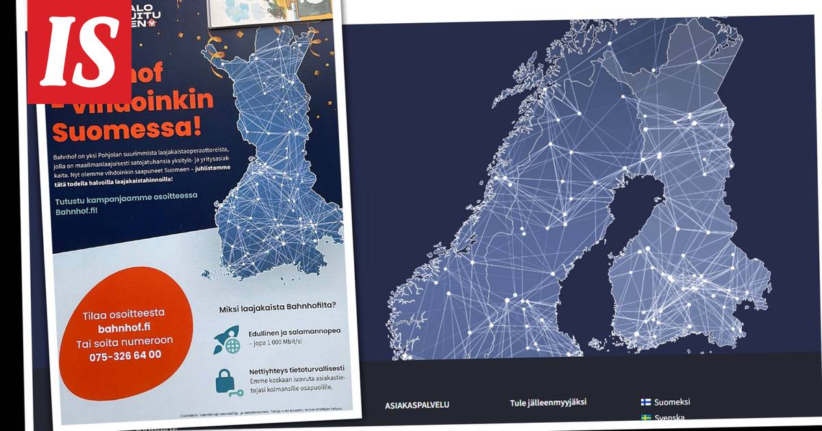 Suomi kuvataan ruotsalaisen Bahnhof-nettioperaattorin mainoksissa vuoden  1920 rajoilla - Digitoday - Ilta-Sanomat