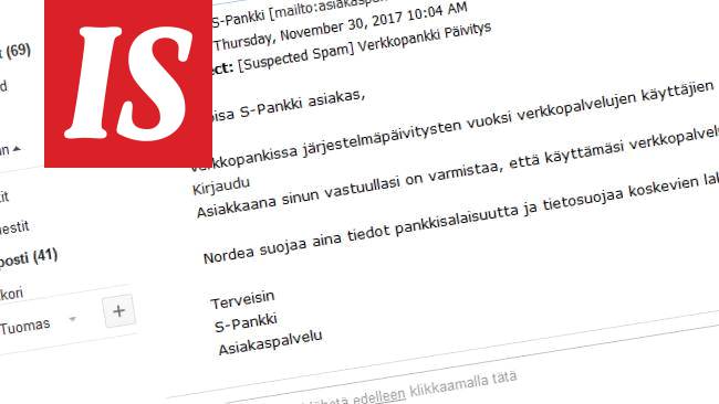 S-Pankin nimissä leviää uusi huijausviesti – moka paljastaa tunnusten  kalastelun - Tietoturva - Ilta-Sanomat