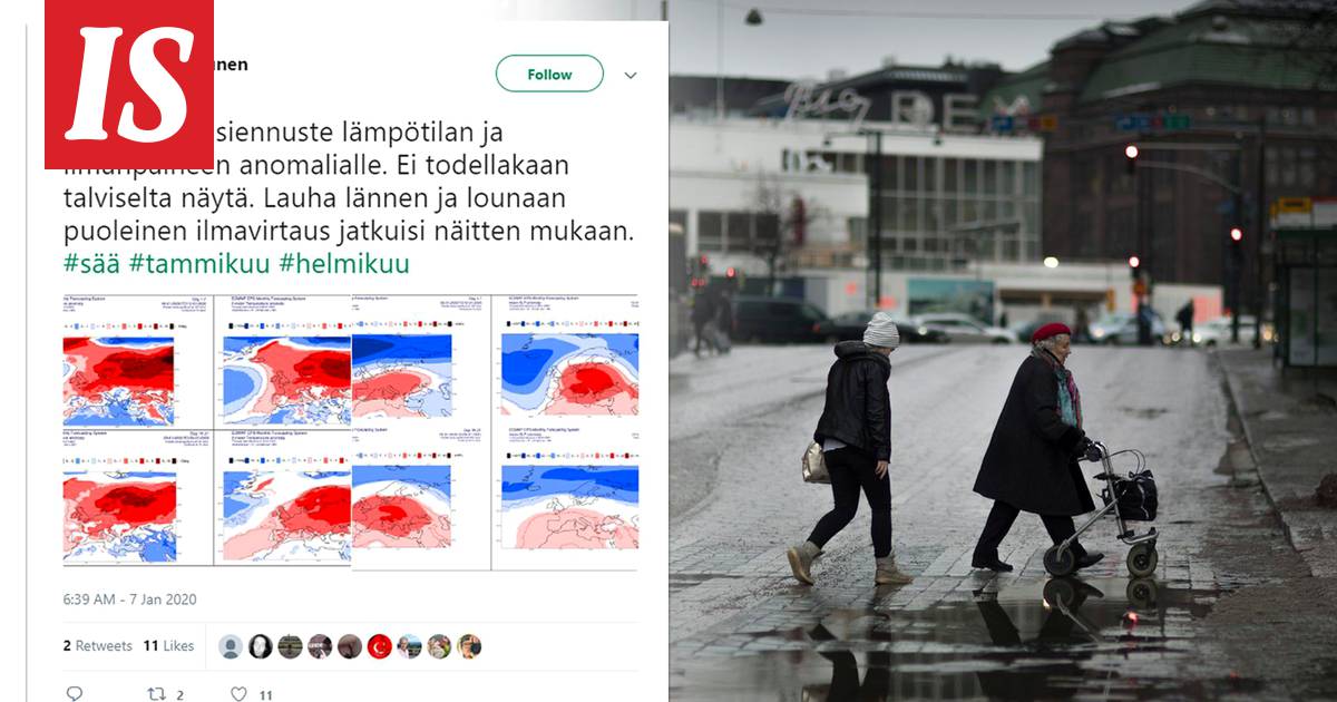 Sääkartat hehkuvat tummanpunaisina: lauha sää jatkuu helmikuulle - Kotimaa  - Ilta-Sanomat