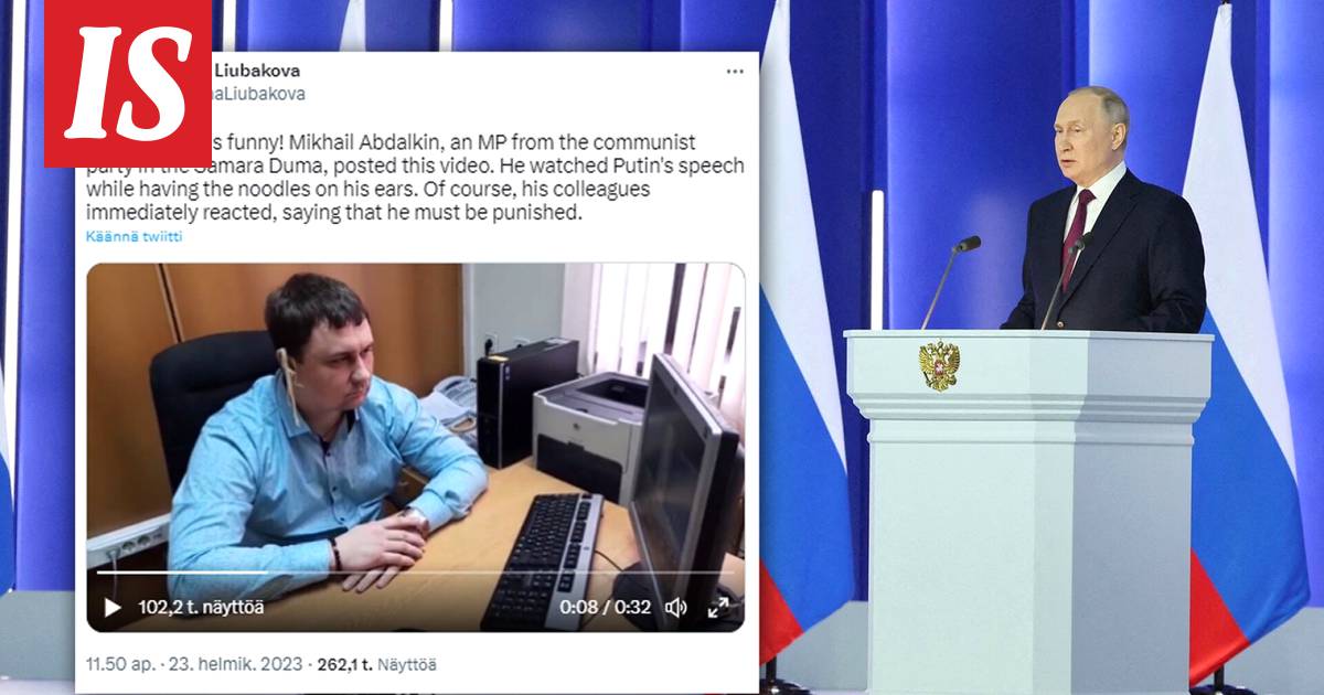 Vladimir Putinin linjapuhetta spagetit korvissa kuunnellut Mihail Abdalkin  sai syytteen - Ulkomaat - Ilta-Sanomat