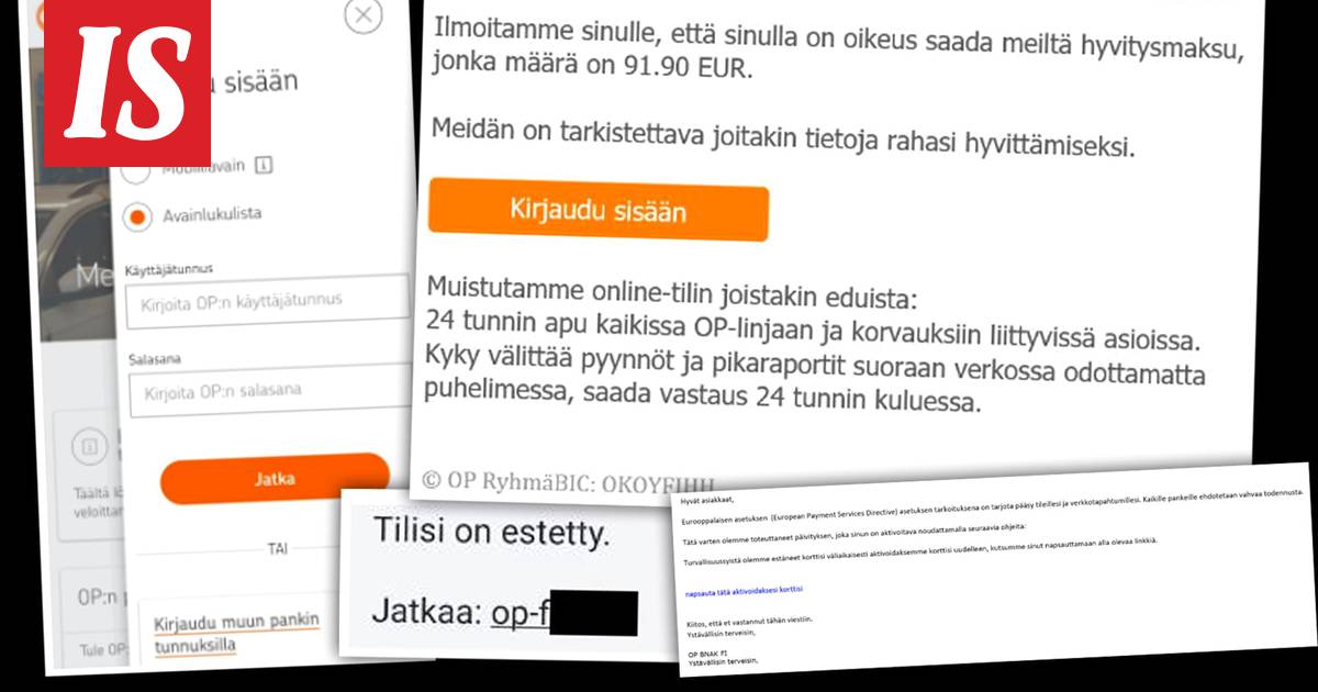 OP varoittaa huijauksesta, jota levitetään tekstiviesteillä ja  sähköposteilla - Tietoturva - Ilta-Sanomat