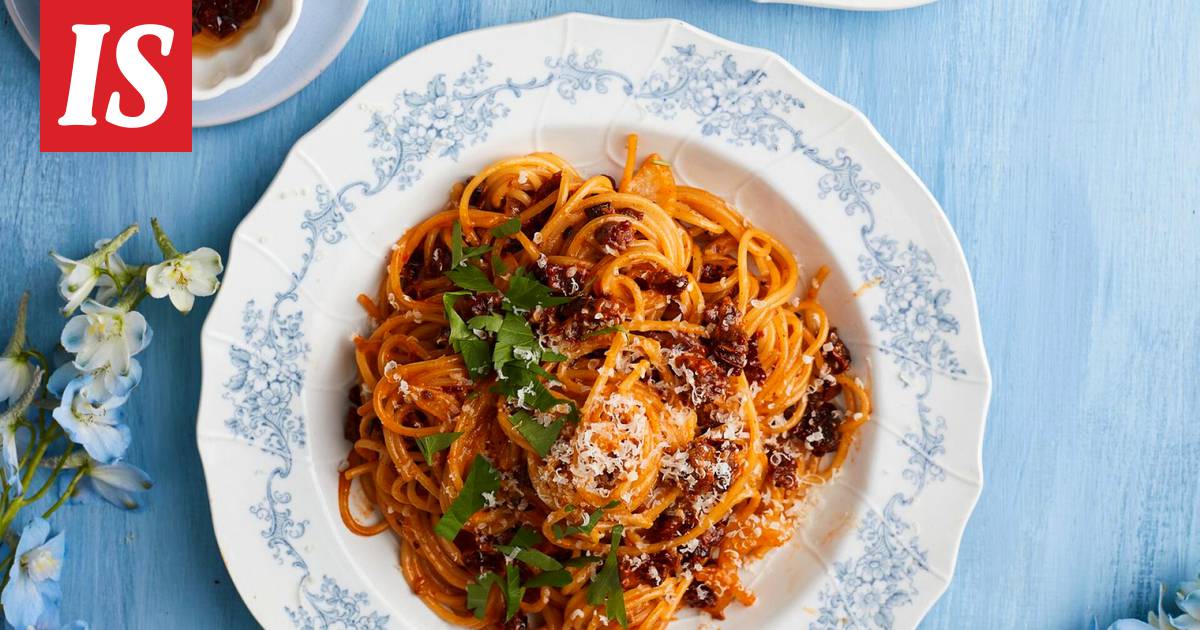 Aurinkokuivattu tomaatti -spagetti - Reseptit - Ilta-Sanomat